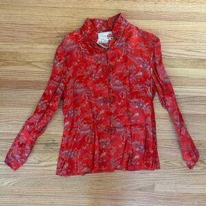 Vintage Peony Brand Mandarin Collar Button Up Sz M